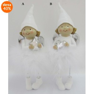 Anděl bílý Poppy balení 2 ks, 23x7x7 cm