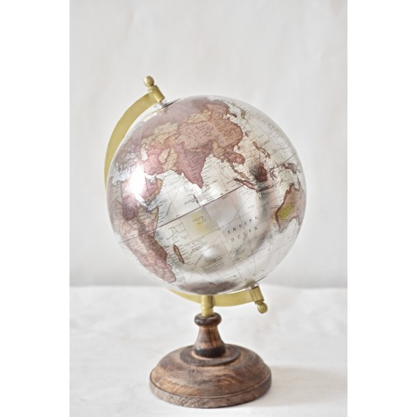 Otočný globus stříbrný 24 cm, II.jakost