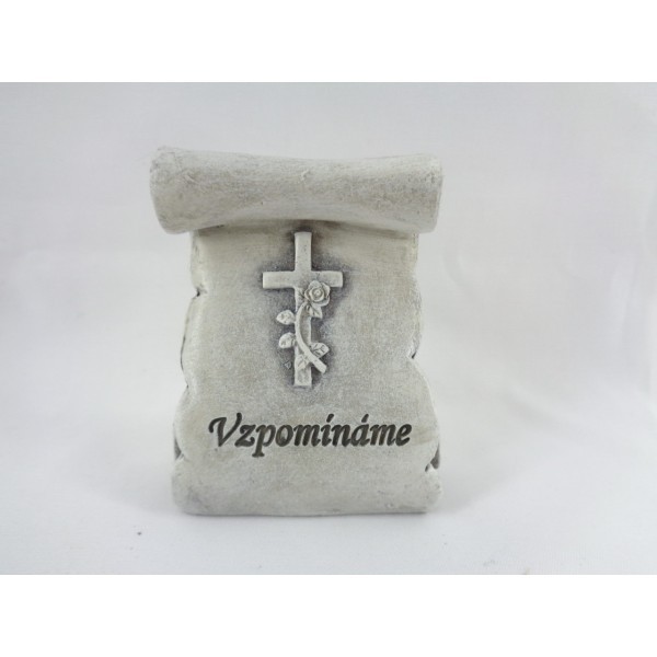 Polyresinový pergamen s nápisem Vzpomínáme, 7,5x6x3 cm