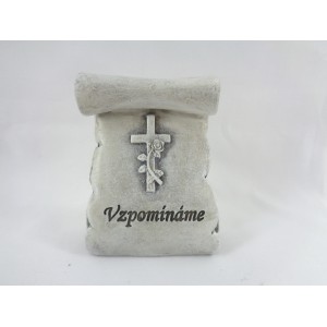 Polyresinový pergamen s nápisem Vzpomínáme, 7,5x6x3 cm
