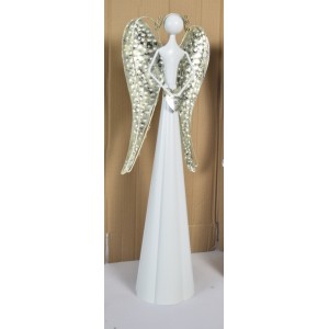 Plechový anděl Mary s champagne křídly, LED, 66,5 cm