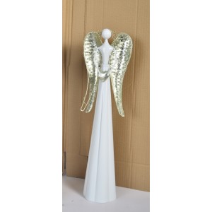 Plechový anděl Mary s champagne křídly, LED, 53,5 cm