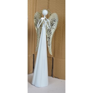 Plechový anděl Mary s champagne křídly, 30 cm
