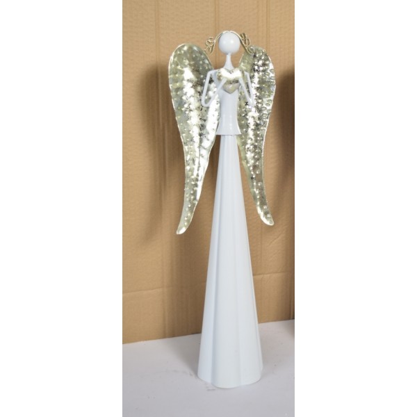 Plechový anděl Mary s champagne křídly, 49 cm