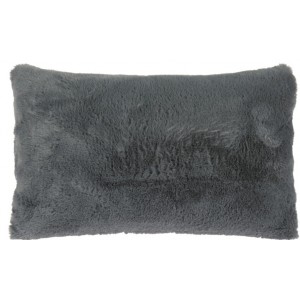 Chlupatý dekorační polštář, tmavě šedý, 30x50 cm