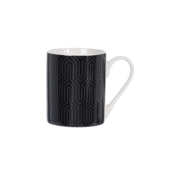 Porcelánový hrnek černý se zlatým ornamentem C, 300 ml