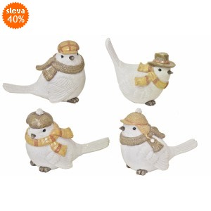 Dekorativní ptáček Pepe s čepicí balení 4 ks, 14 cm, mix druhů