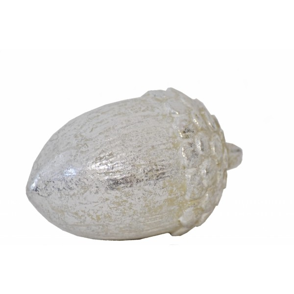 Dekorativní žalud z polyresinu 5x5x8 cm, stříbrný