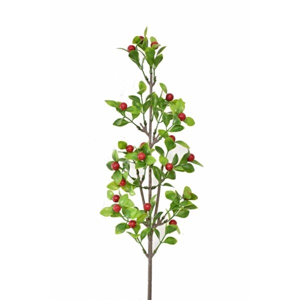 Vánoční větvička červené bobulky balení 12 ks, 58 cm