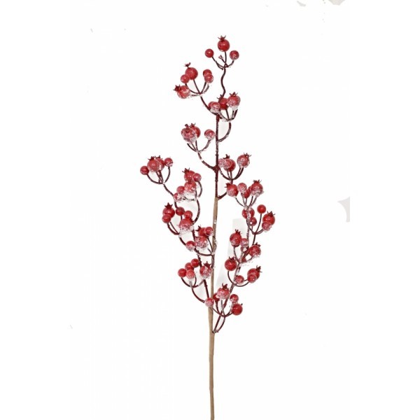 Vánoční větvička červená s glitry, 70 cm