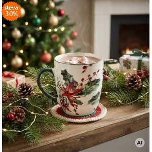 Porcelánový hrníček 350 ml, cesmína