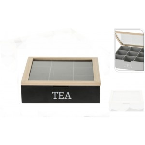 Krabička na čaj černá 24x24x7 cm