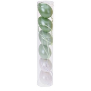 Plastová vajíčka na zavěšení, metalické zelené s/6, 4 cm