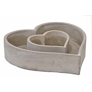 Cementové srdce Duo šedé 6,5x27x28 cm, AKCE 6