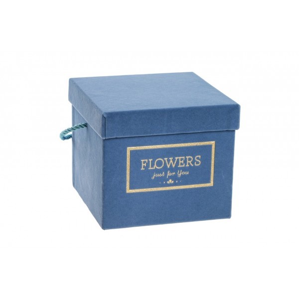 Flower box modrý sametový 15x15x13 cm