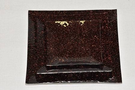 Skleněný tác 24,5 x 24,5 cm, hnědý mražený