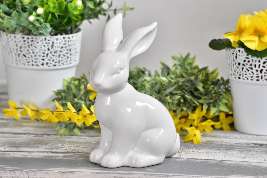 Porcelánový zajíc bílý 18 cm