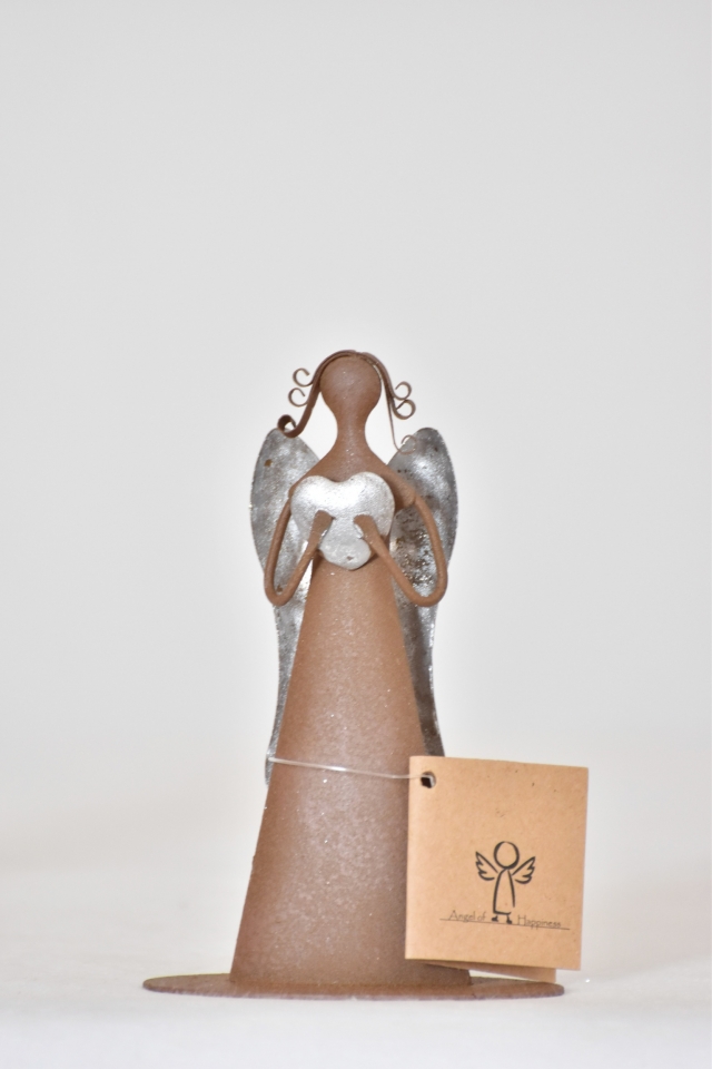 Plechový anděl Tiel se srdíčkem 11,5 cm