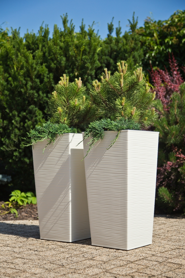 Plastový květináč Finezia vroubek 300x300 mm, krémový