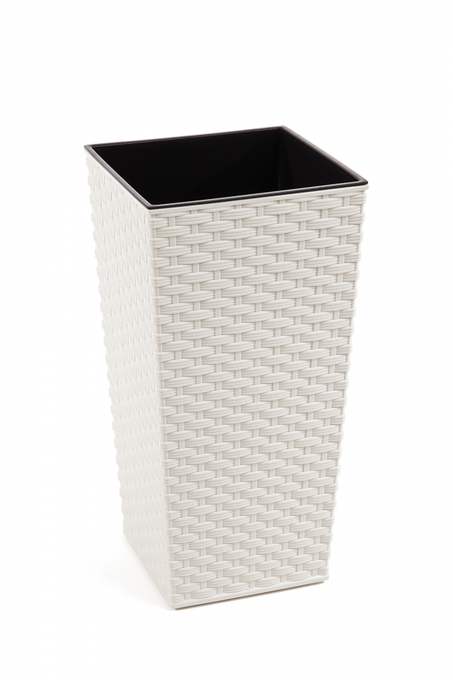 Plastový květináč Finezia ratan 350x350 mm, krémový