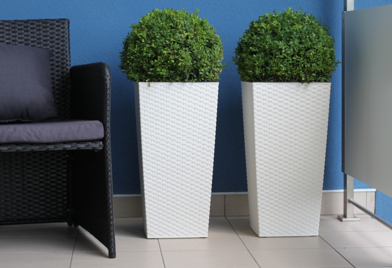 Plastový květináč Finezia ratan 350x350 mm, krémový