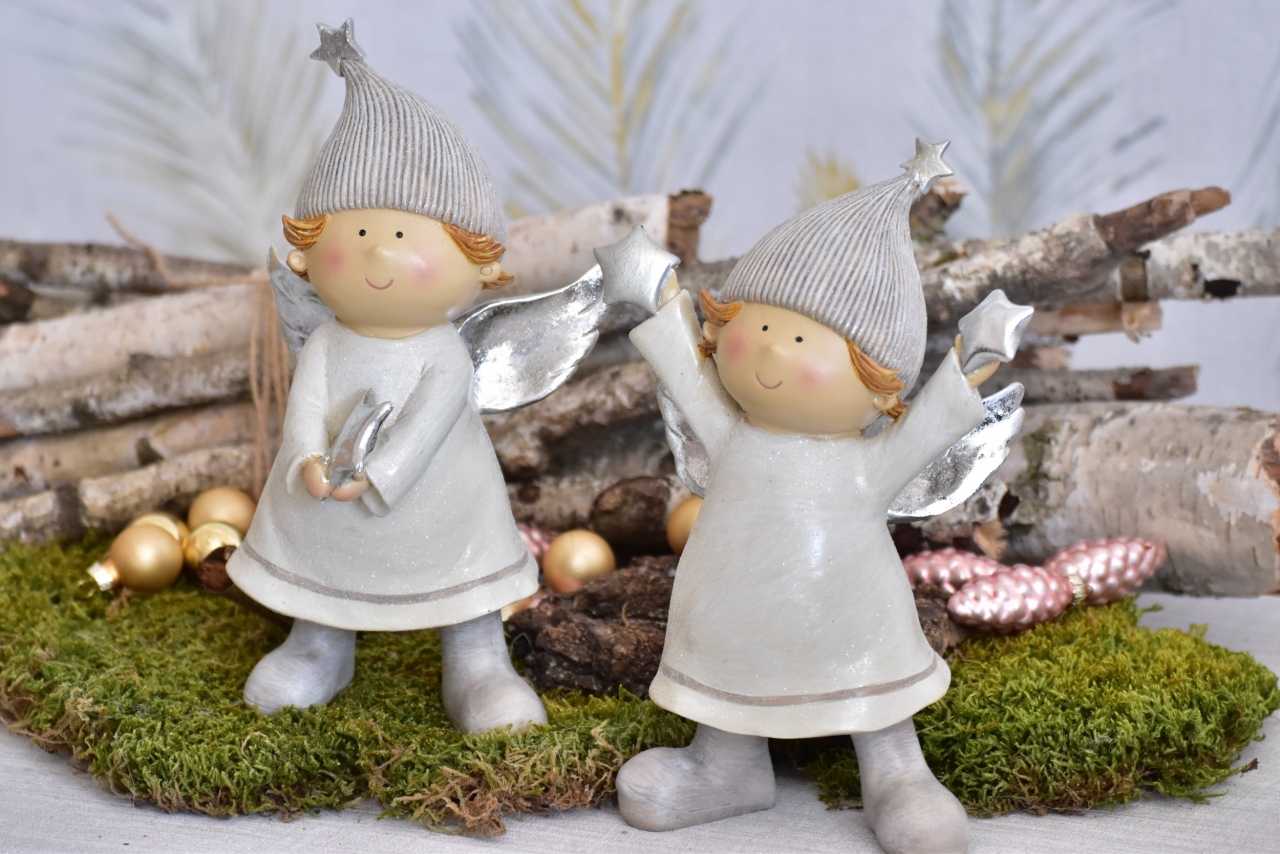 Anděl Fabián krém 22x15x7 cm, mix druhů