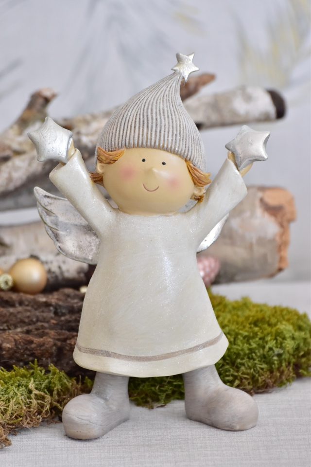 Anděl Fabián krém 22x15x7 cm, mix druhů