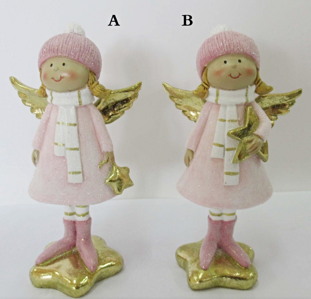 Anděl růžový Angie, 14x7x5 cm