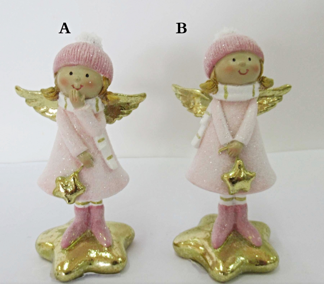 Anděl růžový Angie, 9x5x4 cm