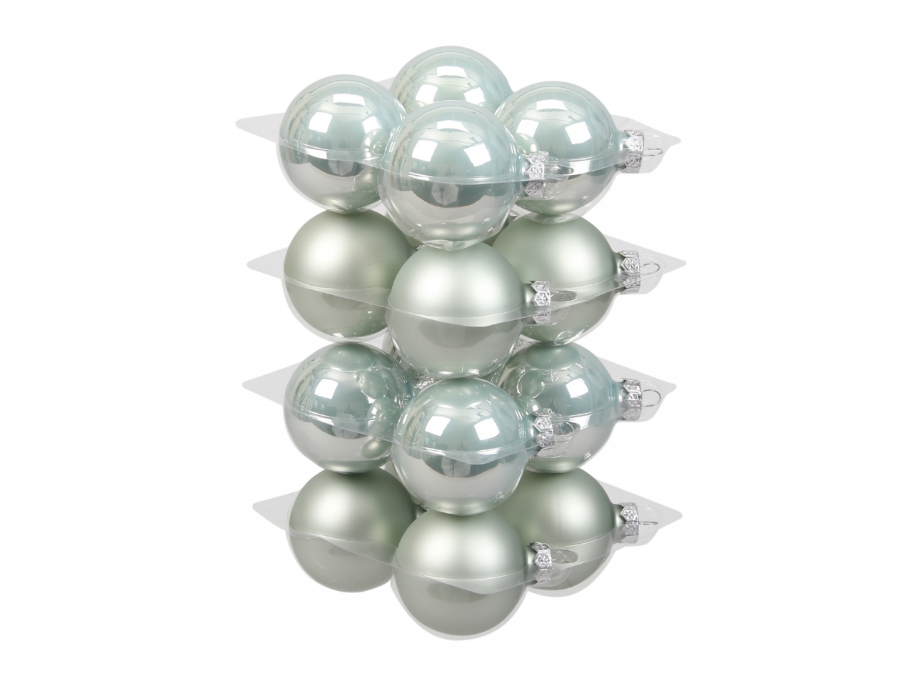 Skleněné baňky oyster grey 5,7 cm, sada 16 ks