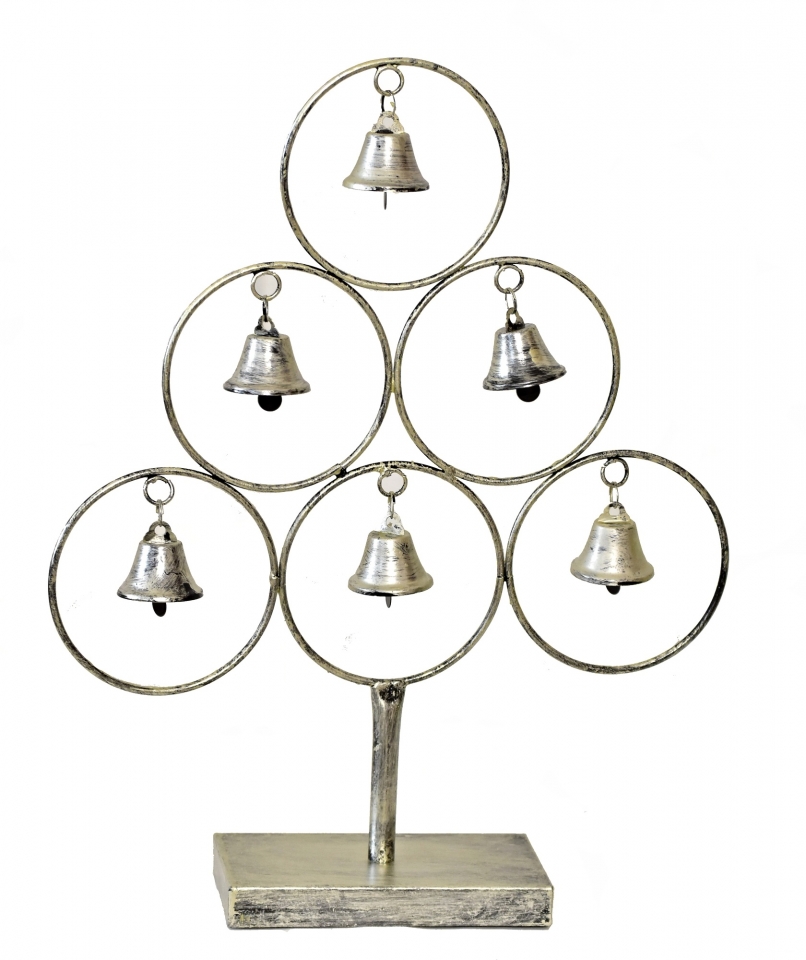 Kovový strom se zvonečky 42 cm, champagne