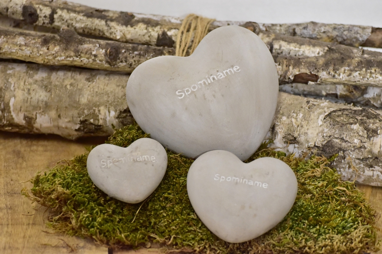 Srdce cement Spomíname 6x12,7x13,5 cm
