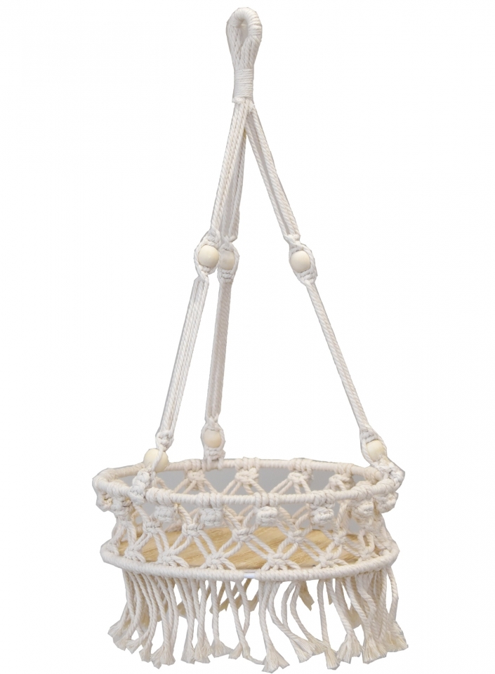 Macramé závěsný květináč krémový 55 cm