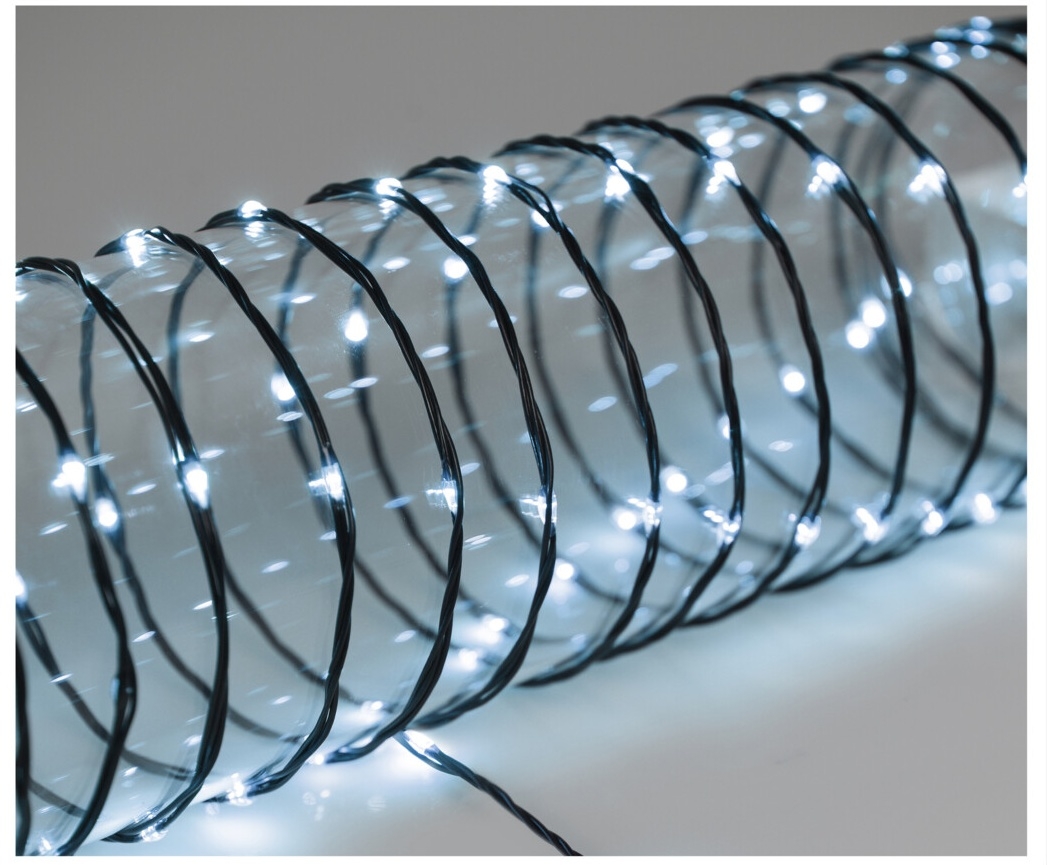 Dekorativní osvětlení 80 LED, 6 m studená bílá, měkký drát