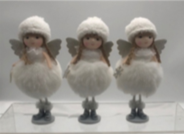 Látkový anděl 19,5 cm bílý, mix druhů