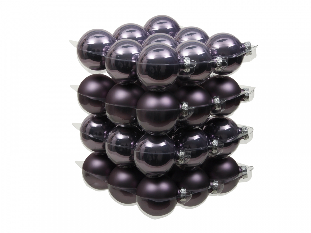 Skleněné baňky ojíněný šeřík 4 cm, sada 36 ks