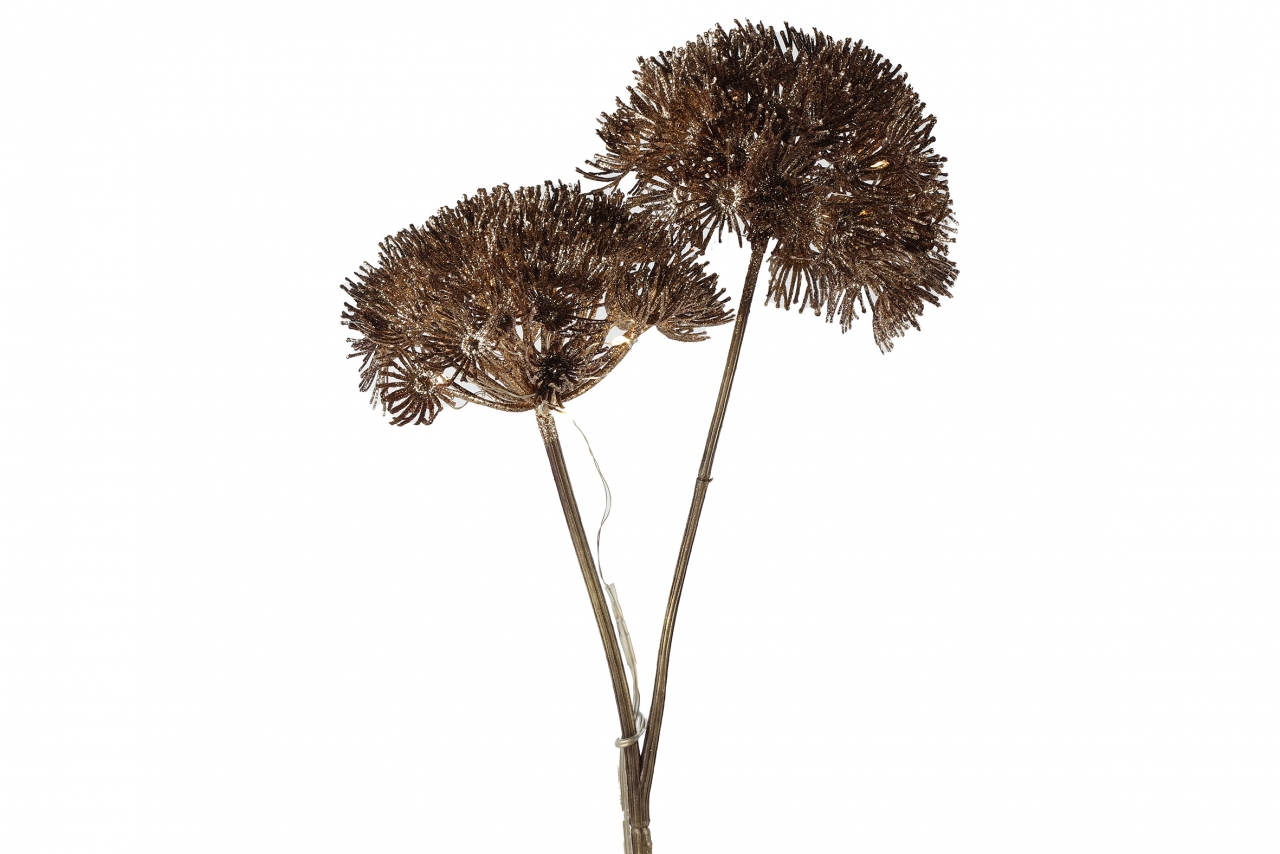 Svítící větvička Heracleum 15 LED, 77 cm, bronzová