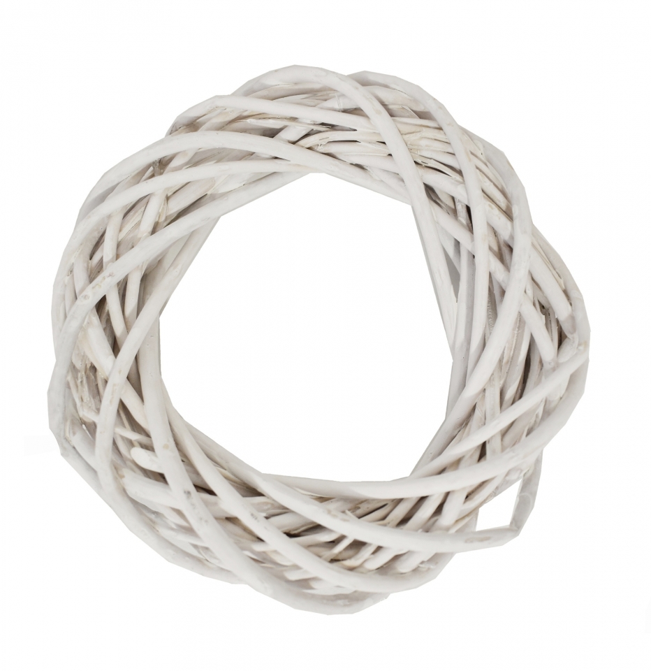 Proutěný věnec 15 cm bílý