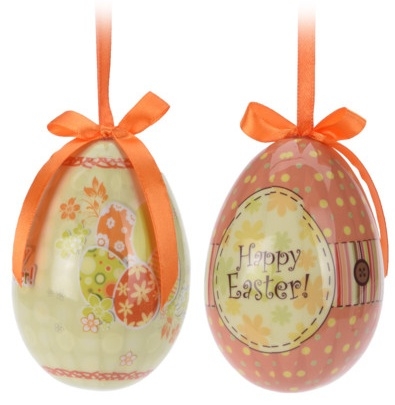 Vajíčko na zavěšení oranžová stuha, balení 2 ks, mix druhů