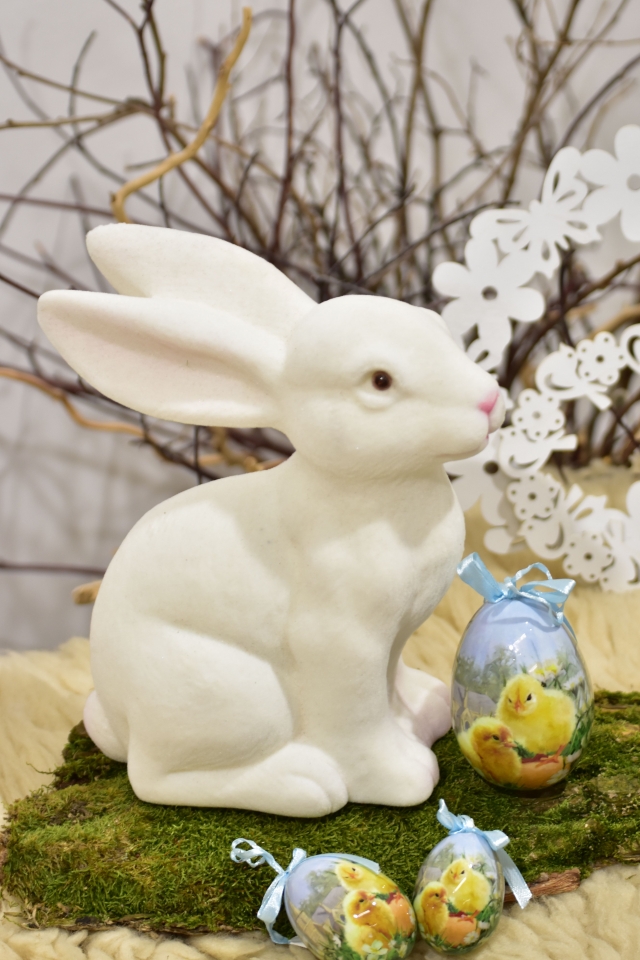 Dekorační zajíc bílý 25 cm