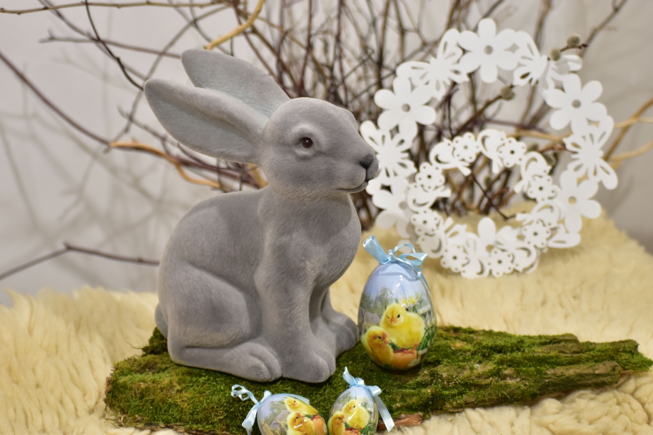 Dekorační zajíc šedý 25 cm