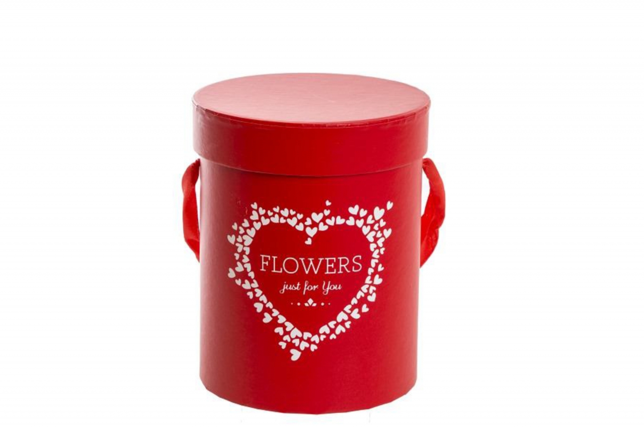 Flower box červený se srdíčkem 15x18 cm