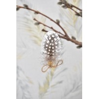 Vajíčko zápich bílé s peříčkem 6 cm, sada 6 ks