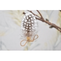 Vajíčko zápich bílé s peříčkem 4 cm, sada 12 ks