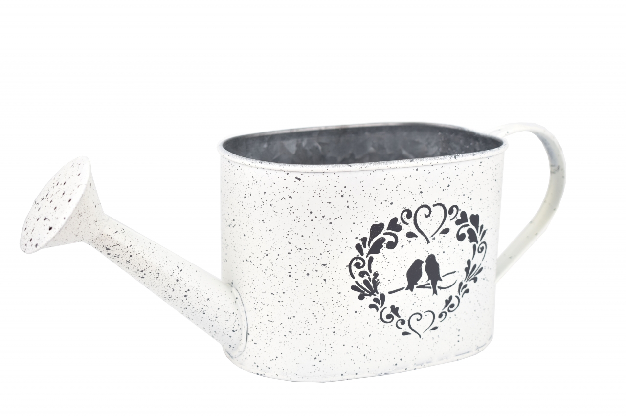 Plechový květináč konvička Love birds 11x32x10 cm