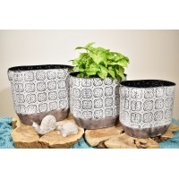 Oválný plechový květináč Ornament sada 3 ks