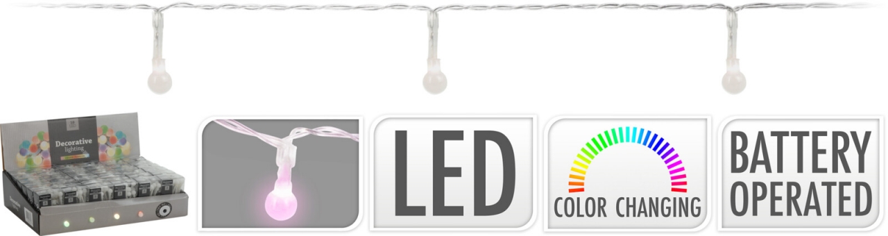 Světelný řetěz barevné kouličky, problíkává 10 LED, délka 120 cm
