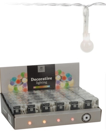 Světelný řetěz barevné kouličky, problikává 20 LED, délka 220 cm