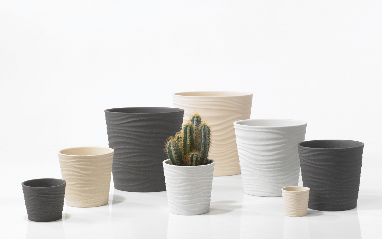 Keramický květináč Sonora efekt kamene 10 cm bílý