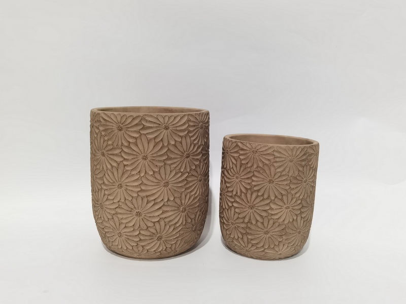 Cementová váza Flowers béžová 16,8x13,8 cm